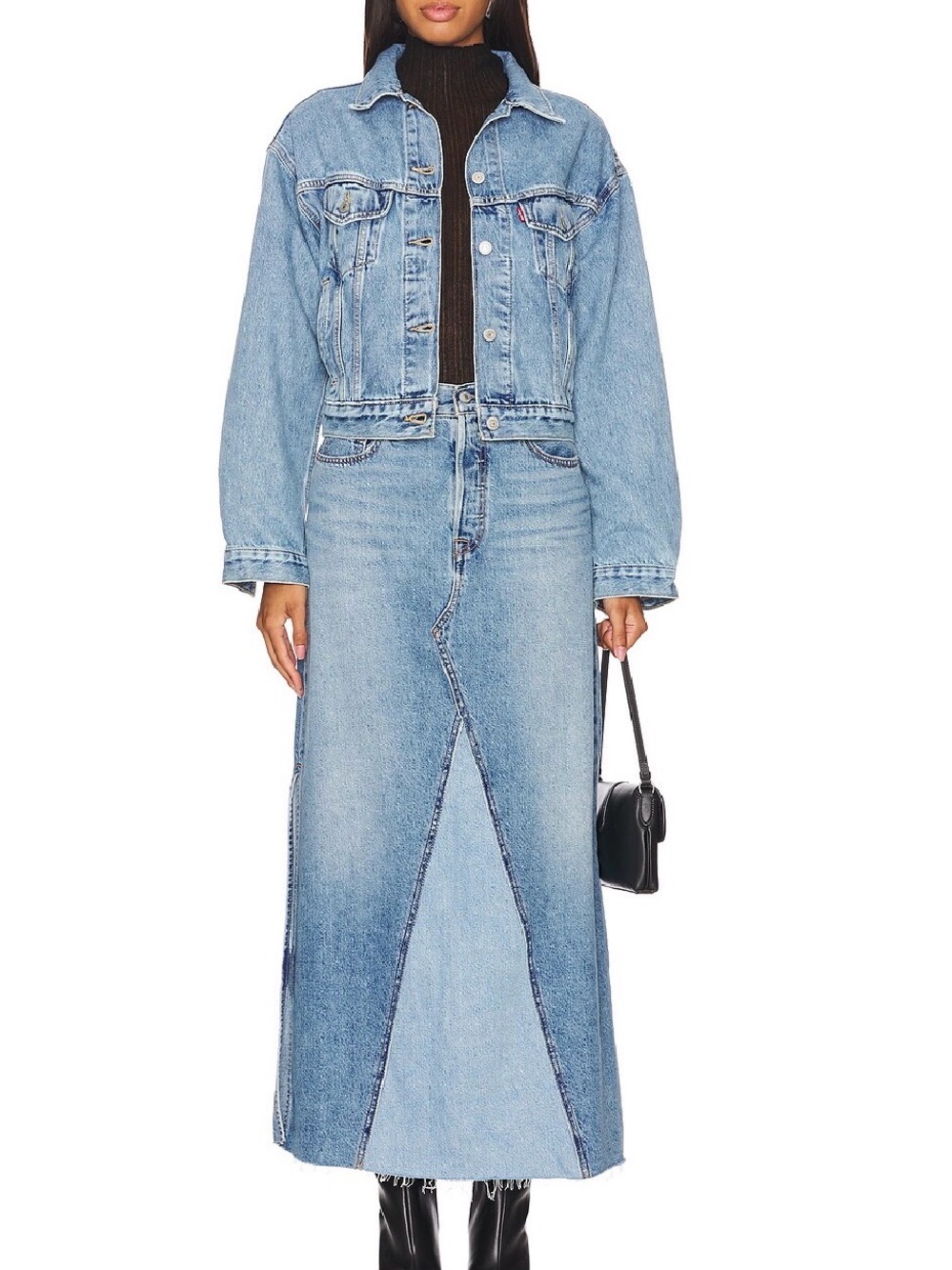 Levi's Icon Long Light Blue Denim Maxi Skirt in Own It Size 27
